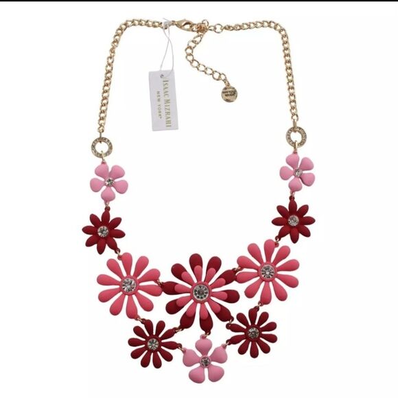 Isaac Mizrahi Pink and Red Floral Necklace - Picture 1 of 3